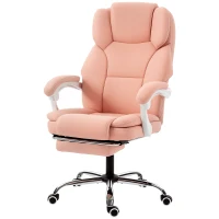 HOMCOM Scaun Birou Ergonomic, Fotoliu de Birou Înclinabil din Piele Sintetică Potrivită pentru Animale, Înălțime Reglabilă, Roz(m-1)