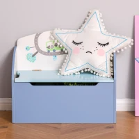 HOMCOM Panca Contenitore Portagiochi 2 in 1 in Legno, Cassapanca con Schienale per Bambini da 3-6 Anni, 60x30x50 cm, Blu(m-10)