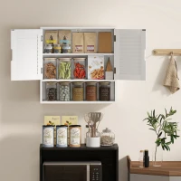 HOMCOM Armário de parede para casa de banho com porta ripada, prateleira regulável e compartimento aberto, 60x20x60cm, branco(m-4)