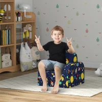 AIYAPLAY Foldable Toddler Chair Soft Snuggle Sponge Filled for Bedroom Playroom, Aged 18 Months to 3 Years - Dark Blue(m-2)