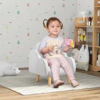 ZONEKIZ Poltrona per Bambini fino a 3 Anni con Braccioli a Nuvola in Tessuto, 46x51x55cm, Grigio(m-9)