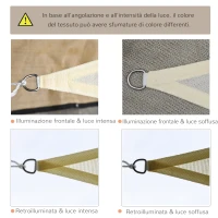Outsunny Tenda a Vela Triangolare Parasole in HDPE per Spazi Esterni, 3x3x3 m, Crema Bianco Avorio(m-6)