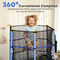 HOMCOM Trampolín para Niños de +3 Años Ø163 cm con Red de Seguridad y Marco de Acero Carga 50 kg para Interior y Exterior Azul(m-6)