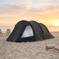 Outsunny Campingzelt Trekkingzelt Zelt, wetterbeständig, 2 Räume,  475 x 264  cm Breite x 172, Schwarz(m-9)