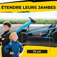 HOMCOM Kart Électrique pour Enfants 24 V, Go Kart avec Mode Drift, 2 Moteurs, Démarrage Progressif, 2 Vitesses 6-13 km/h, Bleu(m-6)