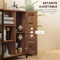 kleankin Armario de Baño Estrecho Puerta de Lamas 60x30x85 cm Marrón Rústico(m-5)