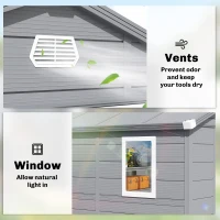 Outsunny 7.9ft x 6.2ft Aluminium Frame and Plastic Wall Shed, with Foundation - Grey(m-6)