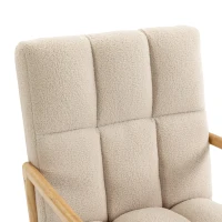 HOMCOM Sillón mecedor con reposapiés, mecedora en tejido bouclé, patas de madera, 64,5 x 82 x 89 cm, beige(m-8)