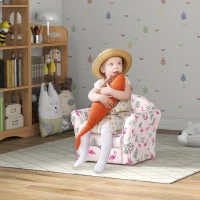 AIYAPLAY Kids Armchair with Flamingo Design, Wooden Frame, for Bedroom, Playroom, Kids Room - Pink(m-10)