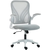 HOMCOM Chaise bureau ergonomique, fauteuil de bureau maille, dossier rabattable, accoudoirs relevables, 73x62x101-111cm, gris(m-1)