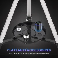 Outsunny Télescope Astronomique pour Adultes et Débutants 70 mm, 2 Oculaire 40X/16X, Trépied Réglable, 80 x 80 x 135 cm, Blanc(m-8)