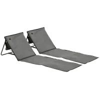 Outsunny Lot de 2 tapis de plage rembourré dossier inclinable multi-positions acier polyester gris(m-1)