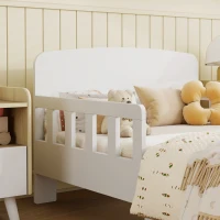 AIYAPLAY Lit enfant lit au sol enfant barrières de sécurité haut sommier à lattes et cadre robuste 143,5 x 74,2 x 54 cm blanc(m-8)