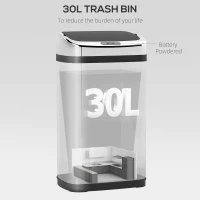 HOMCOM 30L Stainless Steel Motion Sensor Lid Bin - Silver Tone(m-4)