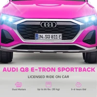 AIYAPLAY Audi Q8 etron Sportback Licensed Ride on Car with Remote Control, Four-Wheel Suspension, Soft Start for Ages 3-4, Pink(m-4)
