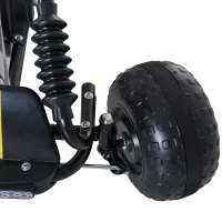 HOMCOM Vélo et véhicule pour enfants kart à pédales siège réglable frein manuel roues AR plastique acier noir jaune(m-9)