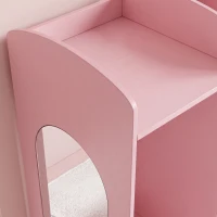 AIYAPLAY Coiffeuse pour Enfants avec Tabouret et Miroir Lumineux à 2 Couleurs en Acrylique, Coiffeuse Bureau Fille 3-8 Ans, Rose(m-6)