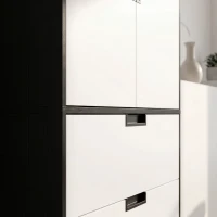 HOMCOM 2 Door Wardrobe, Modern Wardrobe with 3 Drawers and Hanging Rod for Bedroom, Black(m-8)