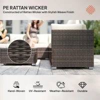 Outsunny 8 Piece Rattan Corner Sofa Set with Wide & Deep Seat, Assembled Aluminium PE Rattan Garden Furniture Set with Thick Cushions and Glass Top Table for Outdoor, Conservatory, Mixed Brown(m-4)