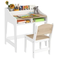 AIYAPLAY Kinder schrijftafelset met opbergruimte, open vakken, stoel, 3-8 jaar, hout(m-11)