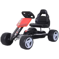 HOMCOM Coche de Pedales Go Kart con Asiento Ajustable Carga 30kg Go Kart Racing Deportivo para Niños 3 Años Juguete Exterior 80x49x50cm Acero(m-11)