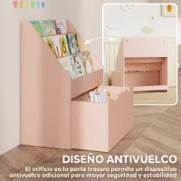 AIYAPLAY Librería Infantil de 4 Niveles Estantería para Libros Infantil con 3 Estantes y 1 Cajón con Ruedas 62,5x30x70 cm Rosa(m-5)