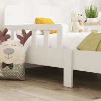 AIYAPLAY Lit enfant lit au sol enfant barrières de sécurité haut sommier à lattes et cadre robuste 143,5 x 74,2 x 54 cm blanc(m-7)