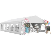 Outsunny Gazebo da Giardino 10x6m con Pareti Rimovibili e Finestre, Acciaio e Poliestere(m-1)