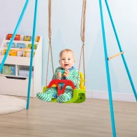 Outsunny Altalena per Bambini 9-36 Mesi in PP e PE con Corda Regolabile e Cintura, 42x33x120-180 cm(m-10)