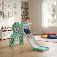 AIYAPLAY Baby Slide with Basketball Hoop, Climber, Easy to Assemble Kids Slide for Indoor Use, for Ages 18-36 Months - Blue(m-14)