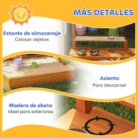 Outsunny Arenero de Madera para Niños con Techo Regulable con Juguetes de Cocina Juego para Niños 3-7 Años 114x110x110 cm Marrón(m-7)