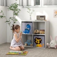 ZONEKIZ Kids Toy Box with Two Non-Woven Fabric Drawers, 61.8 x 29.9 x 61.8cm - White(m-2)