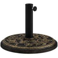 Outsunny 9kg Garden Parasol Base, Round Resin Cast Iron Effect Sun Umbrella Base, Outdoor Umbrella Stand for 38mm or 48mm Outdoor Umbrella Poles, Bronze Tone(m-15)