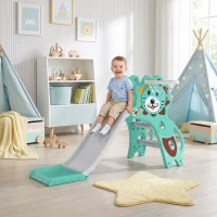 AIYAPLAY Baby Slide with Basketball Hoop, Climber, Easy to Assemble Kids Slide for Indoor Use, for Ages 18-36 Months - Blue(m-2)