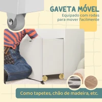 AIYAPLAY Estante de Brinquedos com 3 Compartimentos Gaveta com Rodas para Quarto Sala de Jogos 62,5x30x70 cm Branco(m-6)