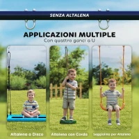 AIYAPLAY Struttura per Altalena da Giardino per Bambini 3-8 Anni in Acciaio, 4 Ganci, 260x160x178 cm, Blu(m-4)
