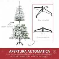 HOMCOM Albero di Natale Innevato Alto 150 cm con 358 Rami Ignifughi e Base in Acciaio, Verde(m-6)