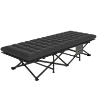 Outsunny Feldbett faltbar Campingbett mit Tragetasche Campingliege bis 200 kg Indoor, Outdoor, 200 x 80 x 40 cm Schwarz(m-11)
