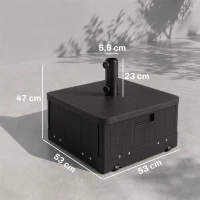 Outsunny Pied de parasol base de lestage parasol table d'appoint jardinière avec drainage roulettes et poignées PE et métal noir(m-3)