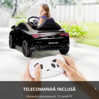 AIYAPLAY Mașină electrică pentru copii Mercedes-benz AMG CLA 45, telecomandă, viteză reglabilă (3-5 km/h), far LED muzică, negru(m-4)