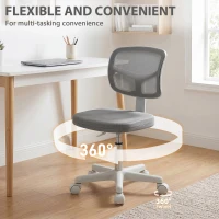 Vinsetto Small Office Chair without Arms, Ergonomic Swivel Mesh Desk Chair with Curved Back, Dark Grey(m-6)