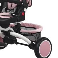AIYAPLAY 6 in 1 Foldable Kids Trike with Adjustable Parent Handle & Canopy for Ages 1-5, Pink(m-13)