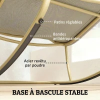 Outsunny Fauteuil à Bascule Extérieur Coussin Moelleux 125cm Large 64cm en Acier et Textilène Beige et Doré(m-7)