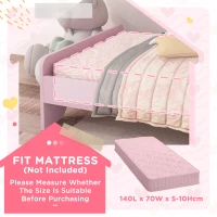 ZONEKIZ Bed for Kids Cat Design Toddler Bed Frame Bedroom Furniture with Guardrails, for 3-6 Years, 143L x 74W x 72Hcm - Pink(m-7)