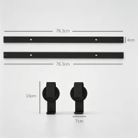 HOMCOM Kit pentru ușă glisantă pliabilă, oțel carbon, negru, 152,5x0,5x4 cm(m-3)