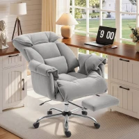 HOMCOM Bürostuhl Neigbar Höhenverstellbar Schreibtischstuhl mit Armlehne Fußstütze hoher Rückenlehne 75 x 77 x 110-118 cm Grau(m-2)