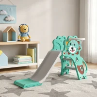 AIYAPLAY Baby Slide with Basketball Hoop, Climber, Easy to Assemble Kids Slide for Indoor Use, for Ages 18-36 Months - Blue(m-9)