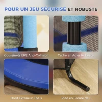HOMCOM Trampoline Enfant Ø 1,63 × 1,9H m Filet de sécurité Porte zipée Couvre-Ressorts 6 poteaux rembourrés Inclus Bleu(m-7)