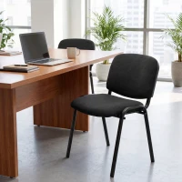 HOMCOM Meeting Chair, Stackable Ergonomic Office Chair with Padded Seat, Curved Backrest for Conference Room, Black(m-8)