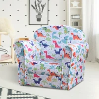 HOMCOM Sillón Infantil para +18 Meses con Estampado de Dinosaurios Acolchado de Espuma y Franela 50x39x44 cm Multicolor(m-10)